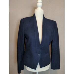 SASSON VTG 80S 90S WOMEN 10/11 NAVY WOOL BLEND BLAZER EXCELLENT CONDITION